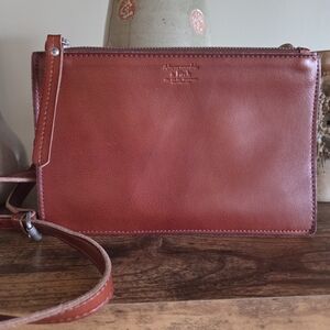 Abercrombie & Fitch Men’s Leather Crossbody Bag in Rustic Red